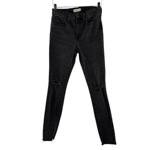 Madewell 9" High-Rise Skinny 28T Black Faded Distressed Retro Jeans